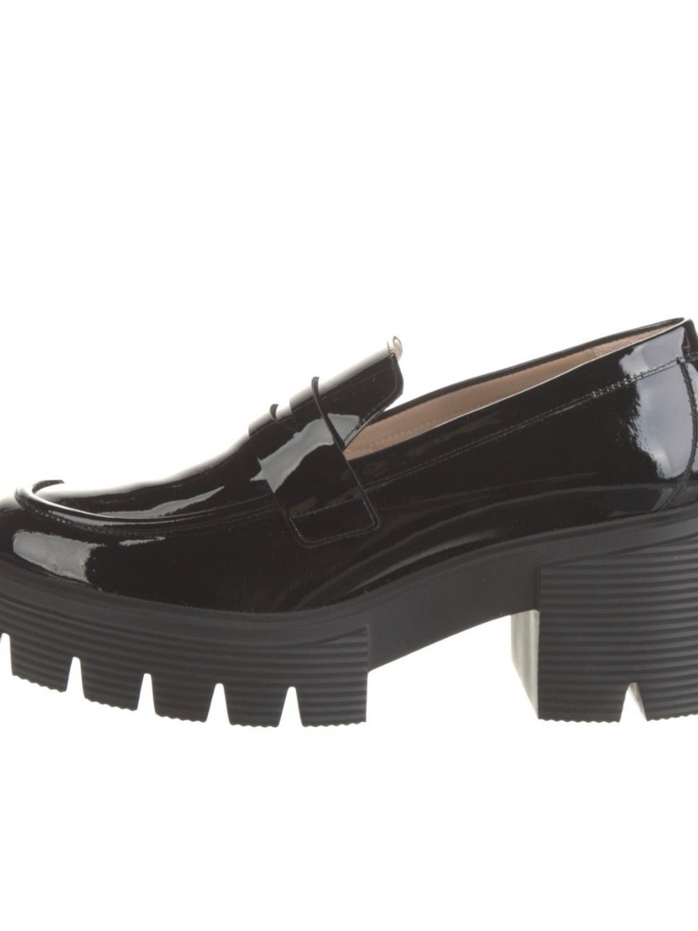 Stuart Weitzman Black Patent Leather 3”Platform Penny Loafers - Picture 3 of 5